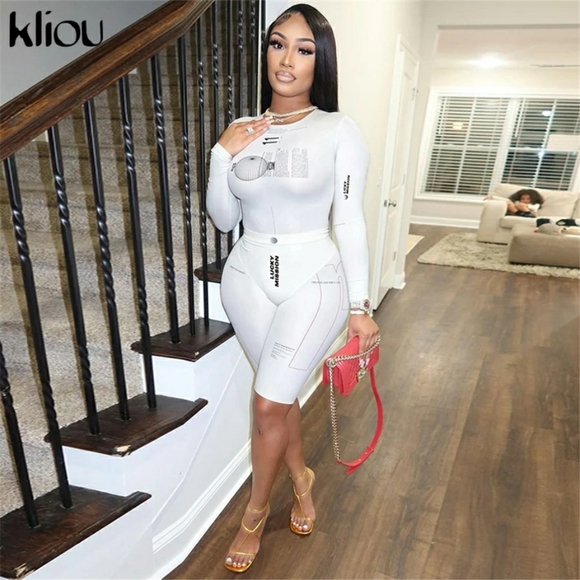 💋KLIOU MOCK NECK LETTER PRINT SPORT JUMPSUIT!!! - Picture 1 of 14